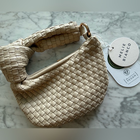 NWT Melie Bianco Woven Ivory Hobo Mini Bag - Picture 4 of 7